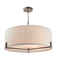 Charles Ted Hanford Pendant Light in natural linen and bronze finish