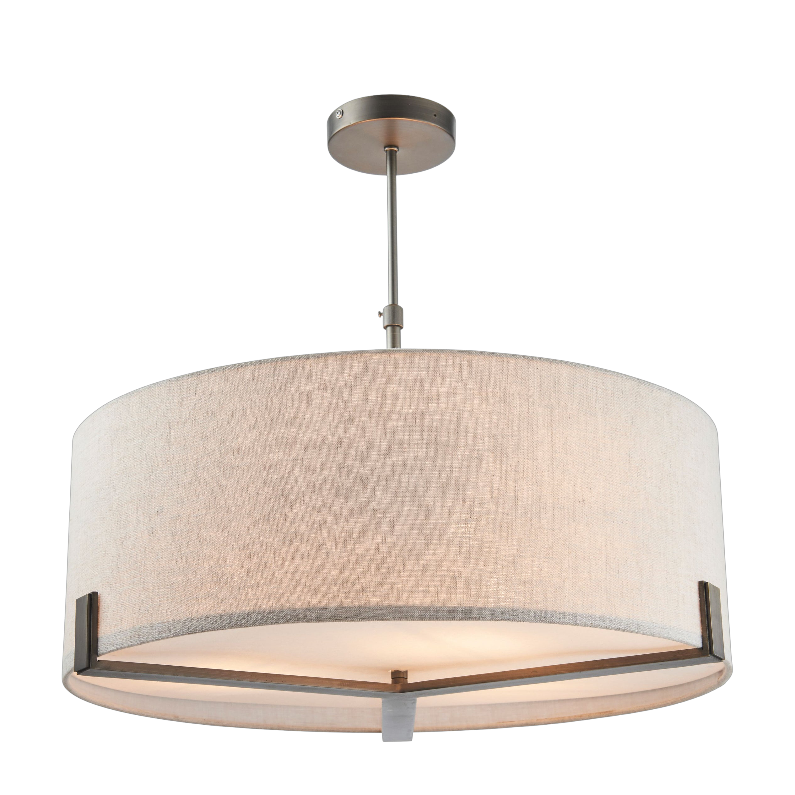Charles Ted Hanford Pendant Light in natural linen and bronze finish
