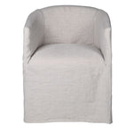 Natural Linen Upholstered Dining Chair with Skirted Base