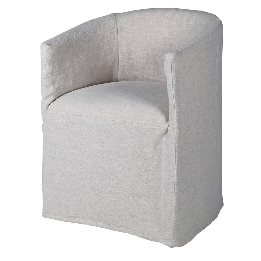 Relaxed Linen Dining Chair with Cushioned Seat and Backrest