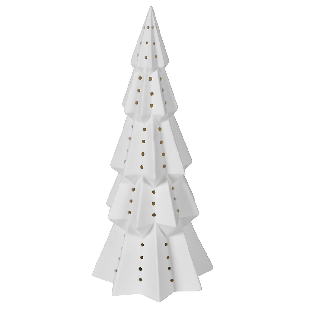 A pretty light up white ceramic tree.
