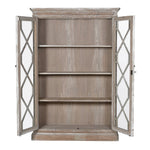 Double fronted reclaimed pine cabinet with fretwork glass doors