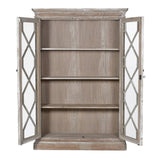 Double fronted reclaimed pine cabinet with fretwork glass doors