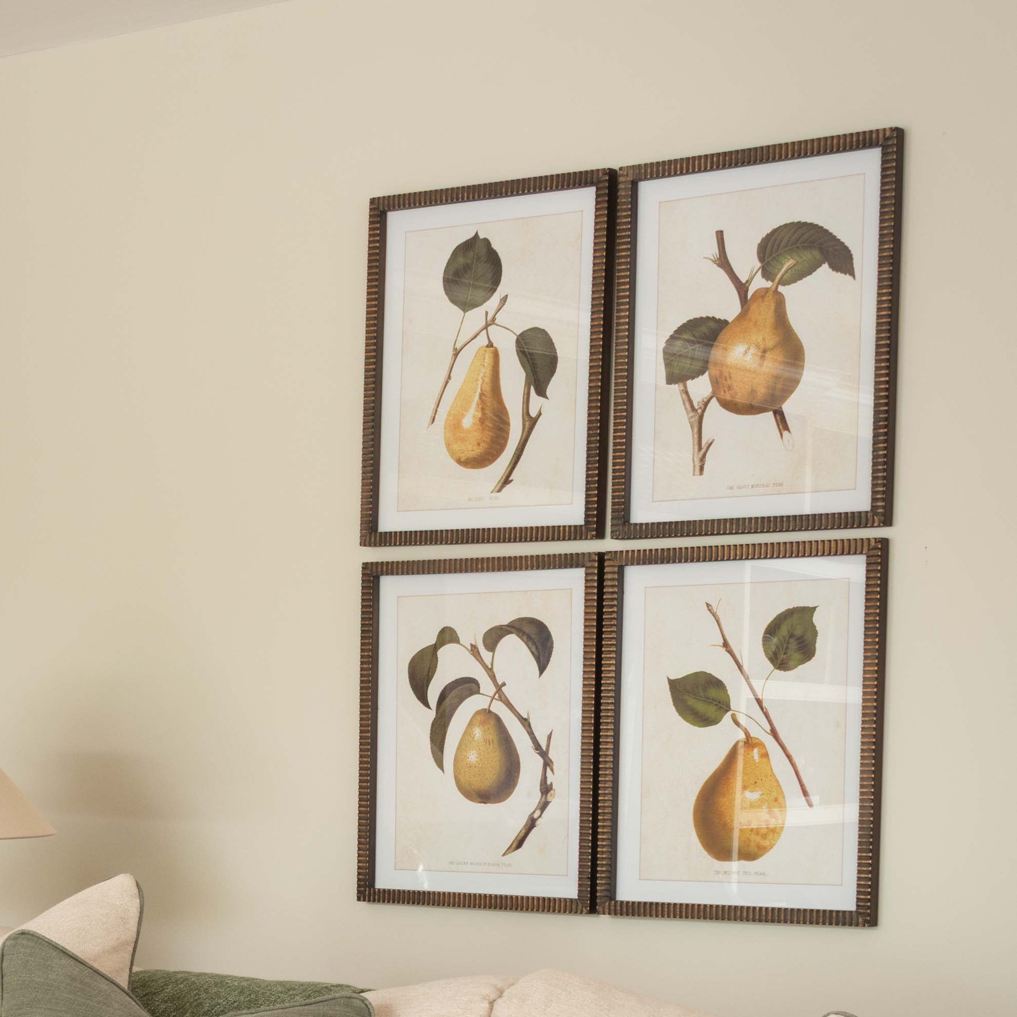 Charles Ted set of four pear prints in decorative frames