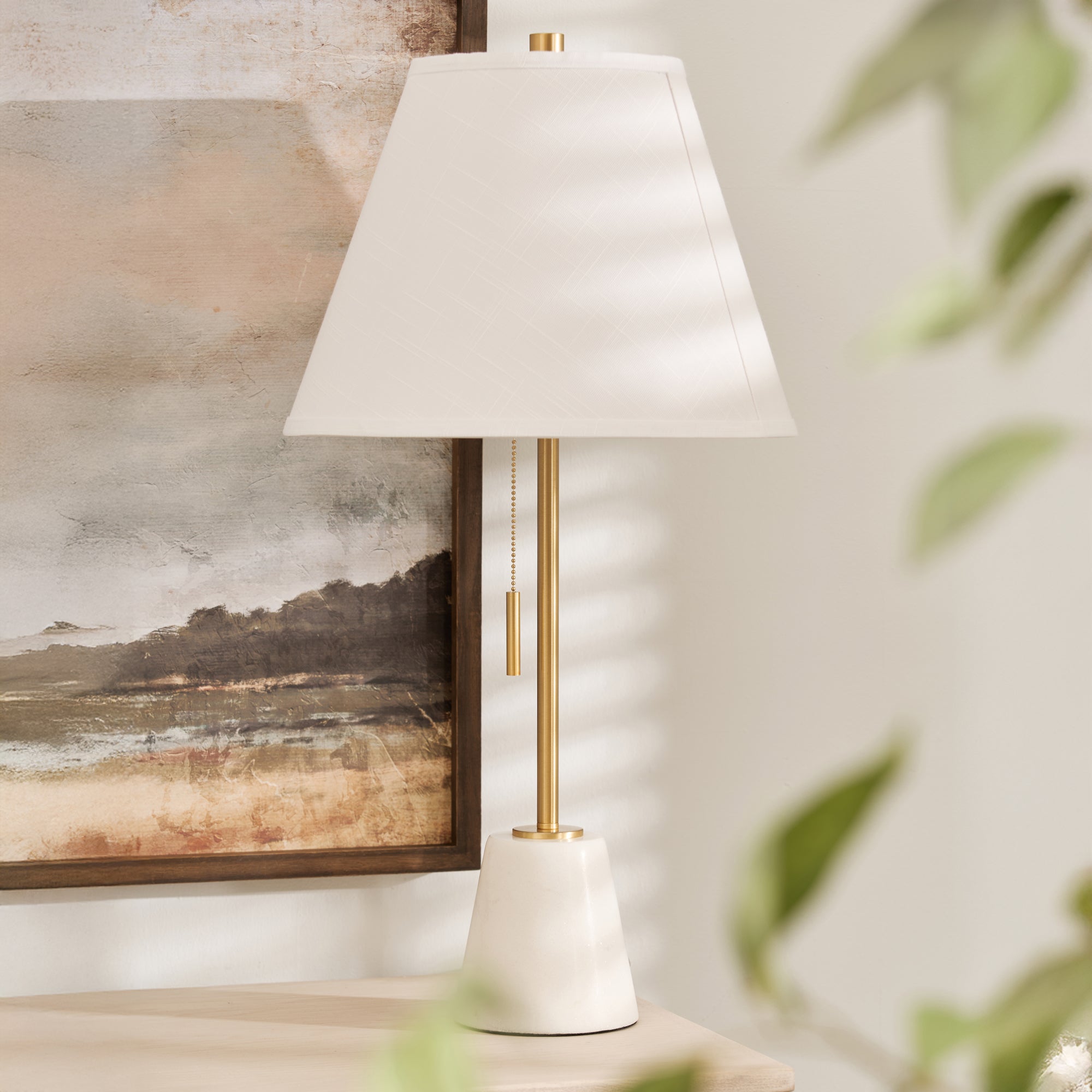 Charles Ted Rayan Marble Table Lamp with Pull Cord – CharlesTed Home