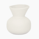 Decorative sculptural stoneware vase in soft white finish