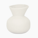 Decorative sculptural stoneware vase in soft white finish