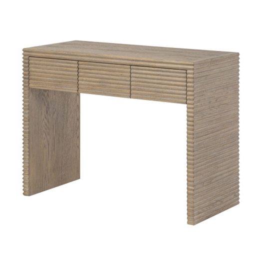 Wenlock Ribbed Oak Desk | Three Drawer