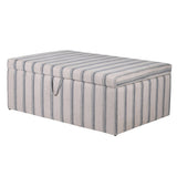 Striped storage ottoman on a white background