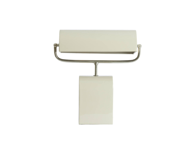 Contemporary cream and silver metal table lamp 38cm height