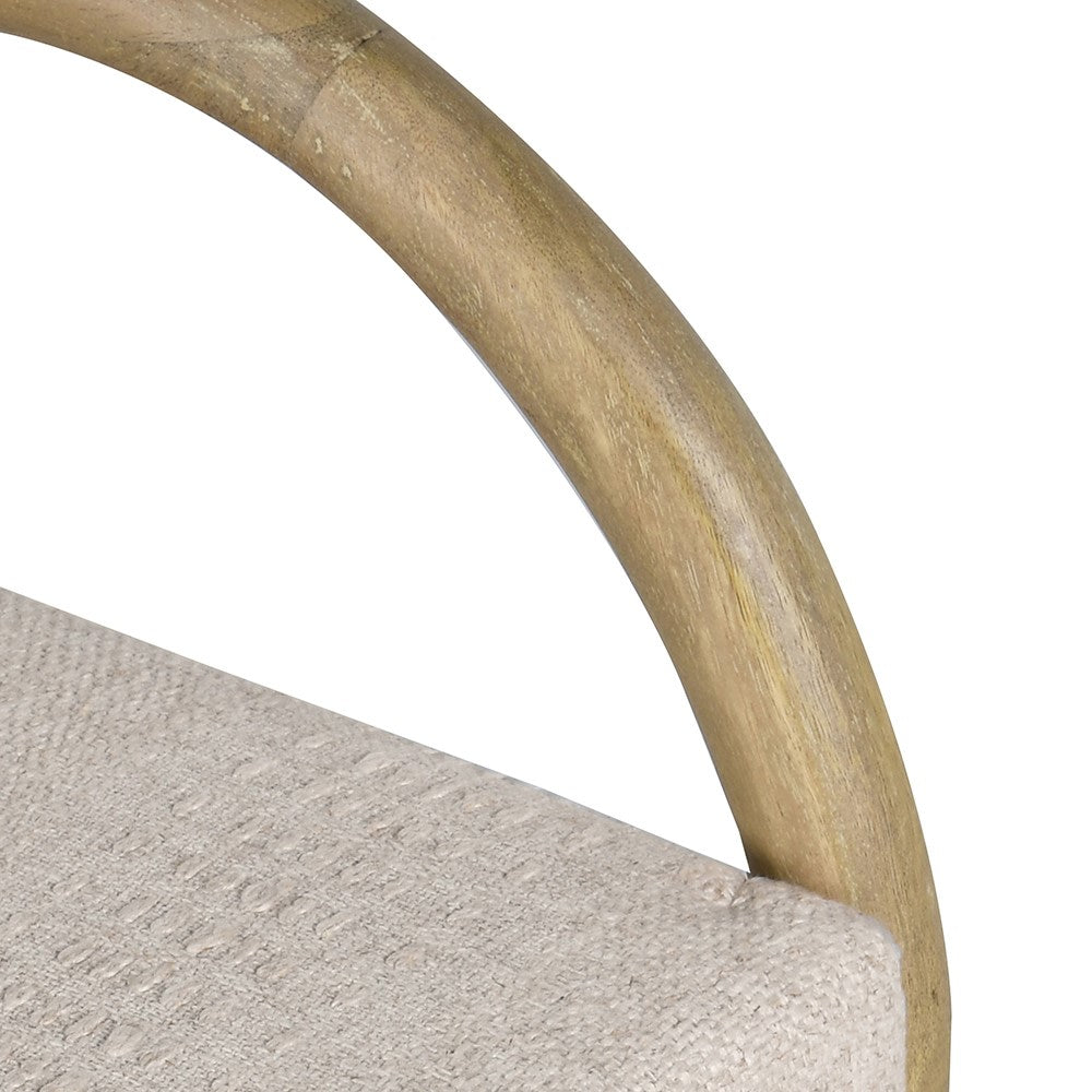 Detail of Camille Bench curved wooden backrest