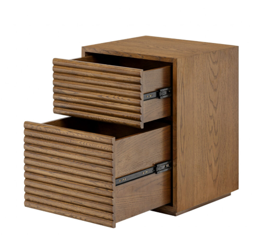 Two Drawer Walnut Veneer Bedside Table with Soft Close