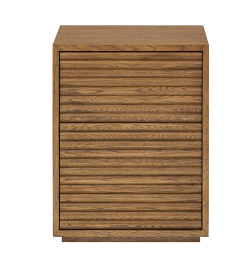 Modern Walnut Bedside Cabinet with Ribbed Texture