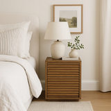 Dorset Walnut Ribbed Bedside Table with Two Soft-Close Drawers
