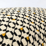 Charles Ted Geometric Black, Beige & Mustard Cushion with Amber Piping