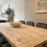 Charles Ted Arlington Rustic Farmhouse Old Pine Wooden Dining Table | Limewashed Finish