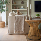 Charles Ted Elsie Handcrafted Rattan Side Table – Boho Natural Accent Table for Living Rooms