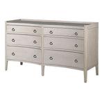 Whitewashed durian wood chest of six drawers with black drop handles