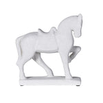 Side view of white decorative horse sculpture in prancing pose
