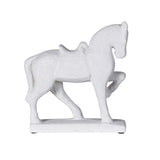 Side view of white decorative horse sculpture in prancing pose
