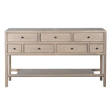 Front view of The Eliza Console Table showcasing storage drawers.