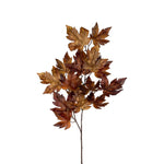 Artificial autumn maple leaf spray stem in golden brown and rust tones, 90cm tall.