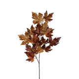 Artificial autumn maple leaf spray stem in golden brown and rust tones, 90cm tall.