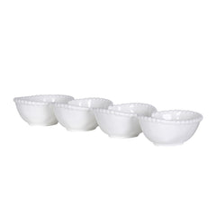 Alverton Beaded Serving Dish | 4 Section White Dip Bowls