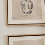 Framed print of blue and white chinoiserie ginger jar with intricate landscape design