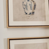 Framed print of blue and white chinoiserie ginger jar with intricate landscape design