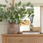 A fresh fig scented diffuser with reeds on a console