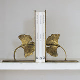 Golden ginkgo leaf bookends holding books