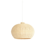 Hikari Natural Rattan Globe Pendant Light with white cord