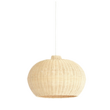 Hikari Natural Rattan Globe Pendant Light with white cord