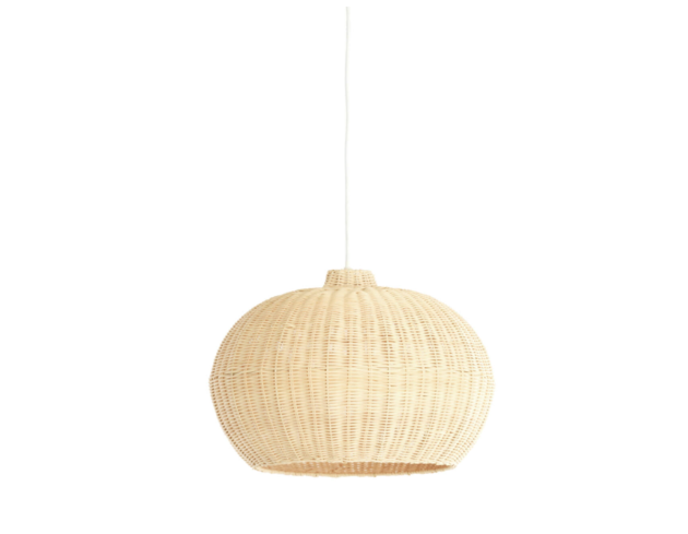 Hikari Natural Rattan Globe Pendant Light with white cord