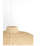 Close-up detail of light rattan weave on Hikari pendant