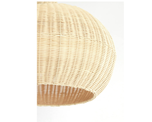 Side view of pale rattan Hikari globe light