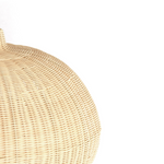 Close-up detail of light rattan weave on Hikari pendant