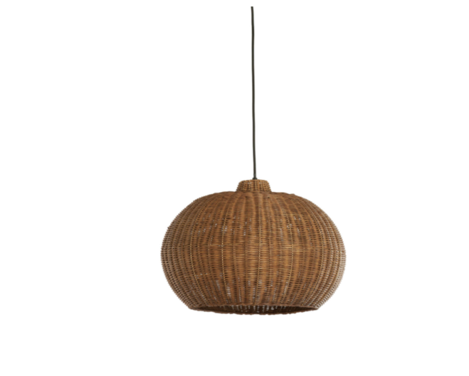 Medium Hikari Rattan Globe Pendant Light hanging