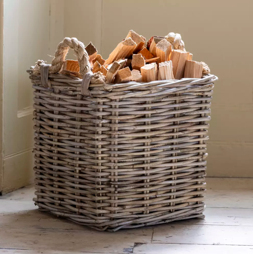 Kubu square basket filled with firewood logs