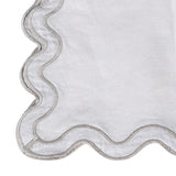 Close-up of linen placemat scalloped edge detail