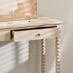 Longbourn Console Table drawer detail in natural acacia wood