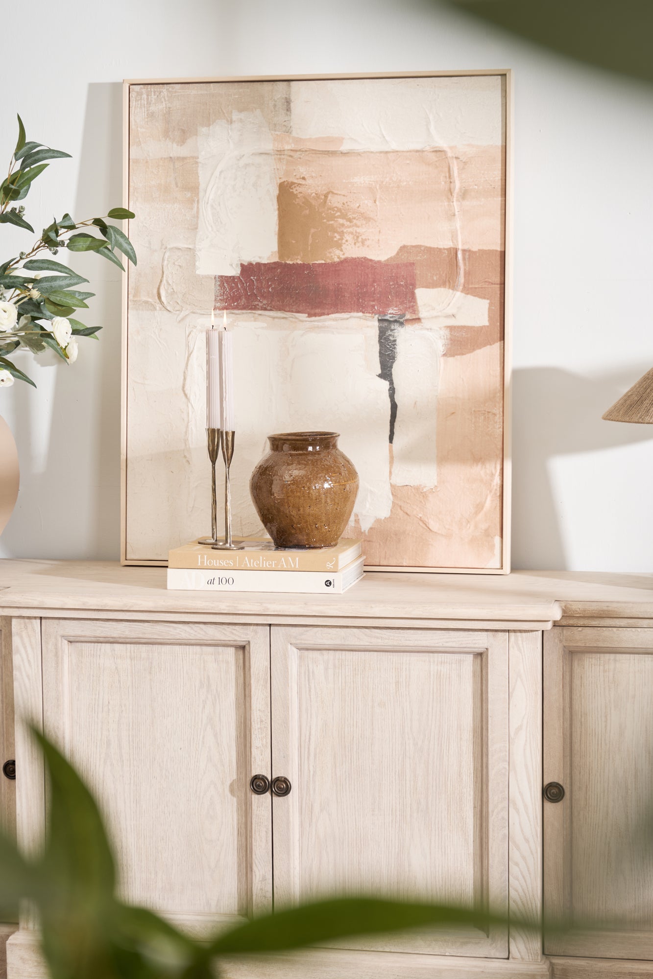 Longbourn Sideboard storage cabinet in neutral wood finish