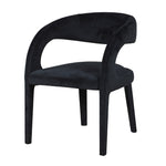Modern Black Velvet Upholstered Dining Chair with Open-Back Design