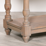 Marseille Cedar Wood Console Table with turned legs and three drawers in natural finish