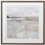 A beautiful wooden framed stunning watercolour print of a misty day in the countryside