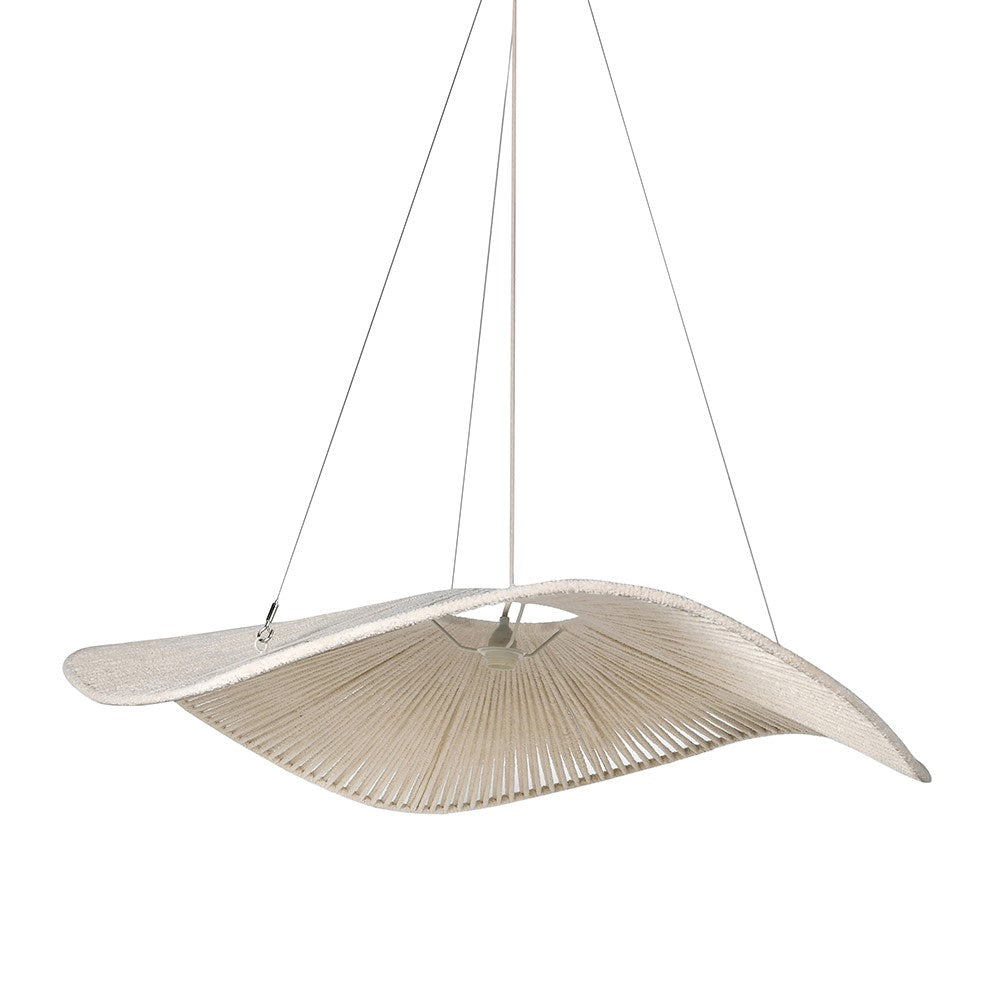 Modern Organic Woven Pendant Light with curved sculptural shade