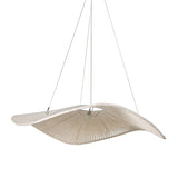 Modern Organic Woven Pendant Light with curved sculptural shade
