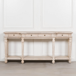 Montpellier Acacia Wood Console Table with drawers and carved legs in natural finish