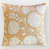 Elara Floral Linen Cushion | Ocre